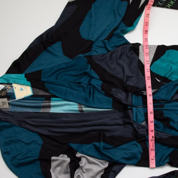 Issa London 100% Silk Dress A-Line Kimono Mini Deep V-Neck Blue Grey Size 10 New - Picture 10 of 10